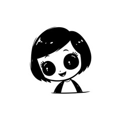 Stylized portrait depicting a young girl with large expressive eyes design