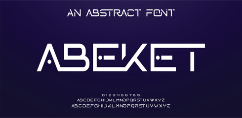 Design Modern abstract digital alphabet font. Minimal technology typography, Creative urban sport fashion futuristic font and with numbers. vector illustration.
