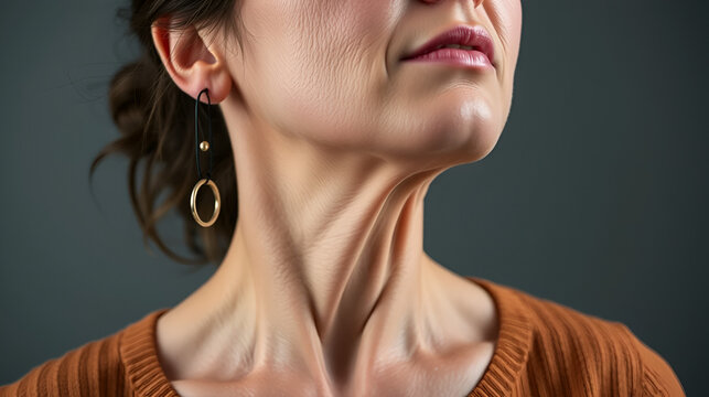 Woman with swollen lymph nodes