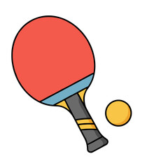 Table Tennis Paddle and Ball Illustration  