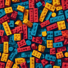 Fototapeta premium Magnetic Constructor Buildings on Table Isolated on Colorful Background