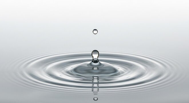 水面に広がる静かな波紋 透明な水滴が優しく落ちる. AI Generated