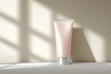 d representation of single cosmetic product showcasing its sleek design in bright sunny minimalistic setting