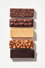 Obraz premium Assorted Chocolate Bars on Light Background for Snack Lovers Delight