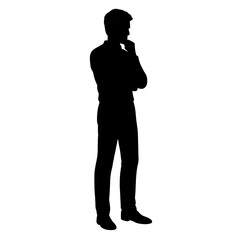 silhouette of a young man thingking standing alone