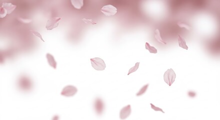 舞い散る淡い桜の花びら 春の柔らかな光に包まれて. AI Generated