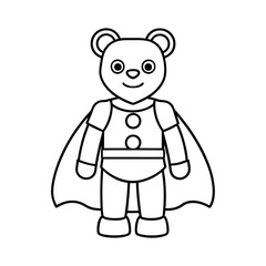 a superhero costume shop with a teddy bear wearing line art vector