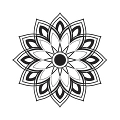 a symmetrical black and white mandala vector art