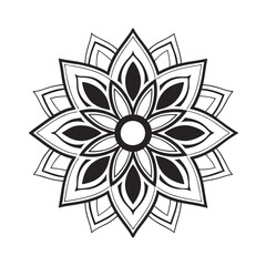 a symmetrical black and white mandala vector art