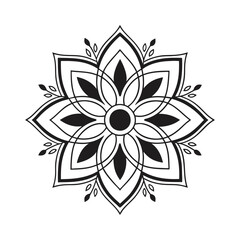 a symmetrical black and white mandala vector art