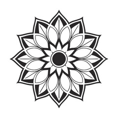 a symmetrical black and white mandala vector art