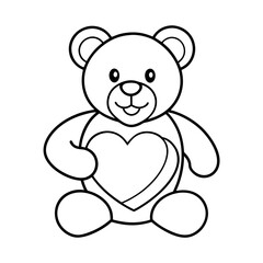 teddy bear with heart line art vector