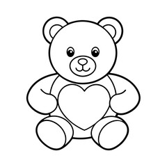 teddy bear with heart line art vector