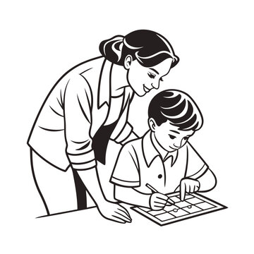 teacher helping student with homework clip art preview