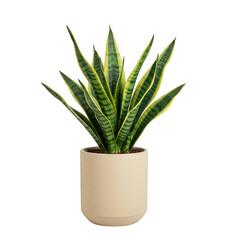 Snake plant in pot isolated on transparent background