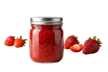 strawberry jam in glass jar