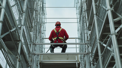 Construction Worker on Scaffolding