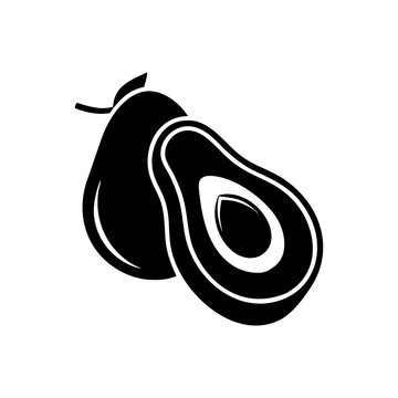 black avocado fruit cut open clip art preview