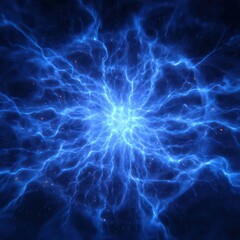 Obraz premium Vibrant blue lightning plasma background, symbolizing electrifying energy and technological power.