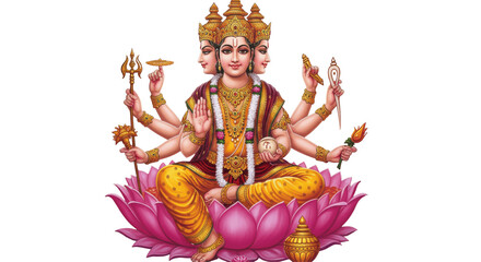 Brahma, the Hindu God of Creation  isolated on transparent png background