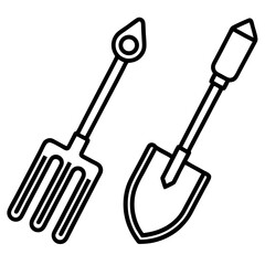 Minimalist Gardening Tools Vector Icon