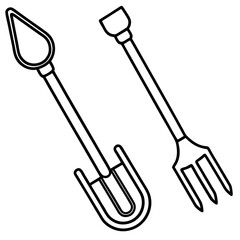 Minimalist Gardening Tools Vector Icon
