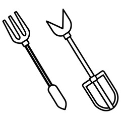 Minimalist Gardening Tools Vector Icon