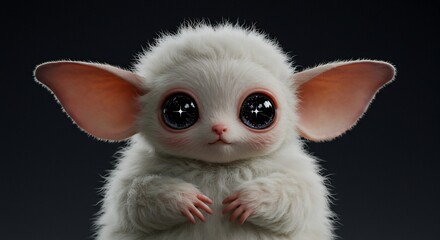 愛らしい白い生き物 神秘的瞳孔 柔らかな光. AI Generated