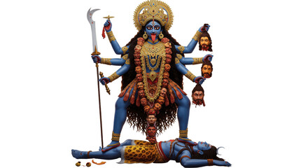 Kali the Hindu Goddess of Time and Transformation isolated on transparent png background