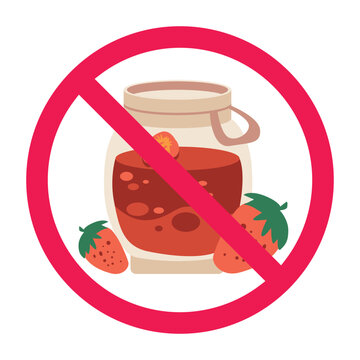 recommend clip art: Forbidden sign with strawberry jam icon, no strawberry jam allowed sign, strawberry jam prohibition symbol
                    