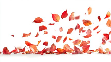 Autumn leaves fall gracefully against a white background (2)