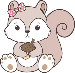 Groovy Woodland Animal with Hand Drawn Squirrel for Book Animals for Kids.