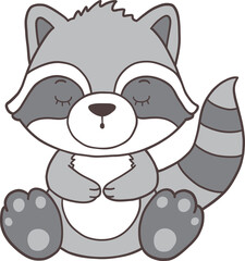 Groovy Woodland Animal with Hand Drawn Racoon for Book Animals for Kids.