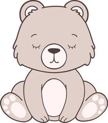 Groovy Woodland Animal with Hand Drawn Bear for Book Animals for Kids.