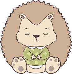 Groovy Woodland Animal with Hand Drawn Hedgehog for Book Animals for Kids.