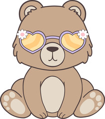 Groovy Woodland Animal with Hand Drawn Bear for Book Animals for Kids.