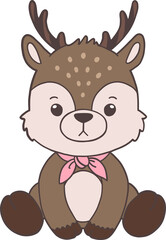 Groovy Woodland Animal with Hand Drawn Deer for Book Animals for Kids.