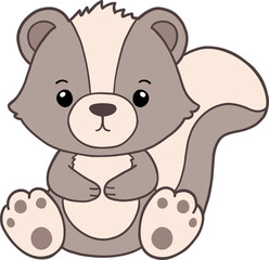 Groovy Woodland Animal with Hand Drawn Skunk for Book Animals for Kids.