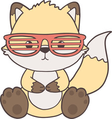 Groovy Woodland Animal with Hand Drawn Fox for Book Animals for Kids.