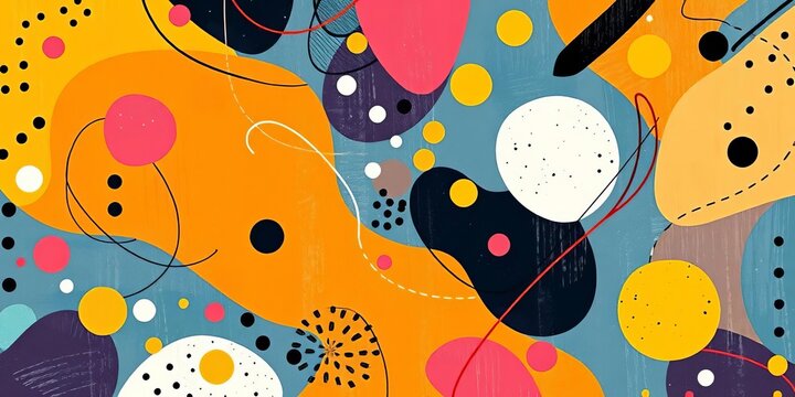Trendy abstract shapes, dynamic colorful hand-drawn pattern , geometric, stylish