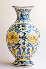 Decorative ceramic vase with intricate floral pattern detail