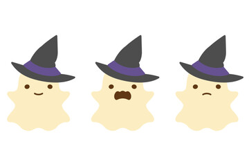 帽子をかぶったハロウィンのかわいいオバケ