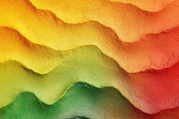 Abstract rainbow layered textured surface with wavy ridges