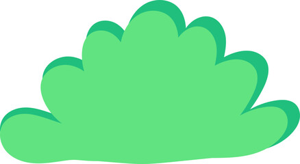 Cartoon green bush in flat style isolated on a transparent background.