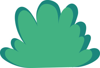 Cartoon green bush in flat style isolated on a transparent background.