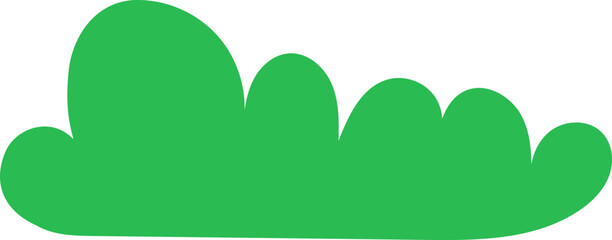 Cartoon green bush in flat style isolated on a transparent background.