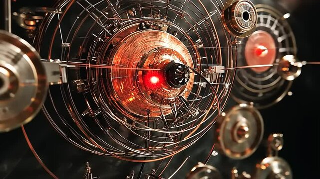 Ornate Clockwork Mechanism with Intricate Gearing and Metallic Components Display
