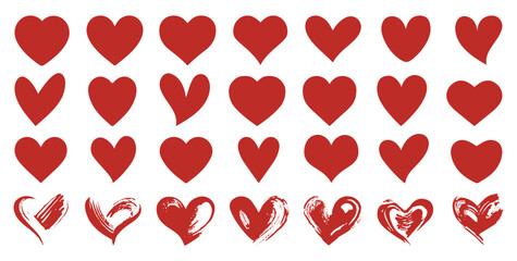 Heart, love, romance red hearts. Heart vector icons. Red heart love symbol isolated editable vector. Vector hearts for Christmas gifts, Valentine's Day, birthday. Simple trendy cute symbol. Soul, core