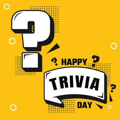 Flat design trivia day icons with fun symbols