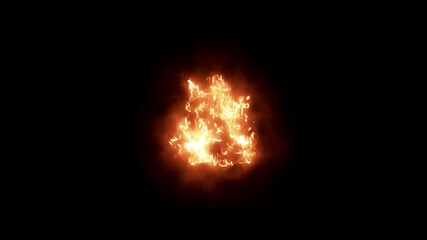 Super slow motion of fire blast isolated on black background. Fire flames in campfire. 4k fire motion video.
